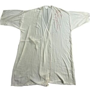 Secret Treasures Rob Womens XL Lime Green Sheer Floral Embroidery Short Sleeve